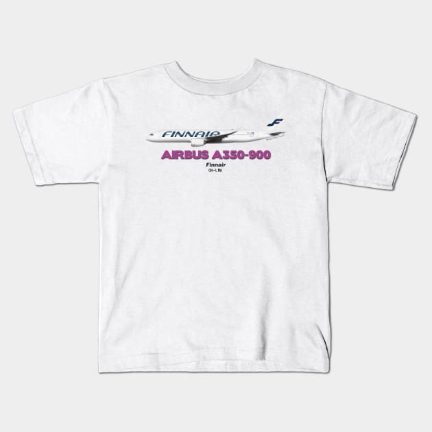 Airbus A350-900 - Finnair Kids T-Shirt by TheArtofFlying